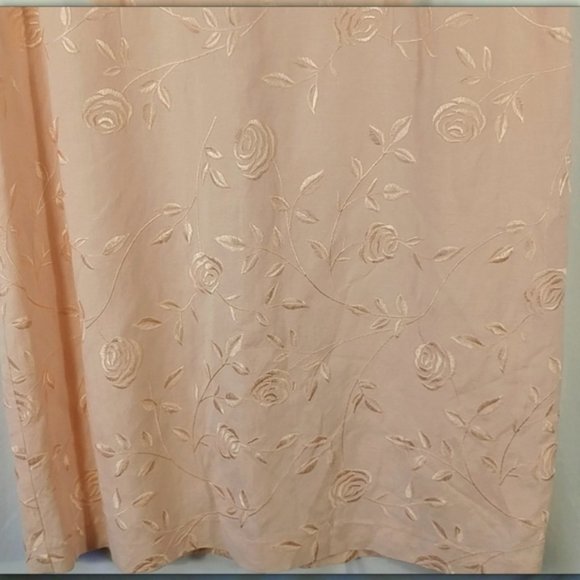 Victoria Holley Soft Pink w/Silky Floral Embroidery Linen Dress Women's Size 10 - Picture 4 of 11